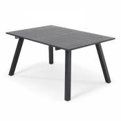 Oviala - Table de jardin carrée extensible en aluminium noir - Gris anthracite
