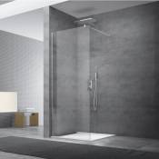 Paroi de douche à l'italienne 107x200 cm Walk-in, anti-calcaire, verre transparent (WI110-SET) - Swiss Aqua Technologies