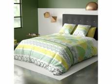 Parure de lit housse de couette avec taies d'oreiller 100% coton 57 fils coquillage vert taille 240 x 260 cm PD12888-240