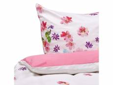 Parure de lit rose à fleurs 155 x 220 cm larynhill 260077
