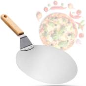 Pelle à pizza en acier inoxydable avec manche en bois, poussoir à pizza pour pierre à pizza, poussoir à pain, pelle à gâteau, pelle à pizza