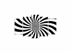 Pentaptyque grex motif spiral noir et blanc