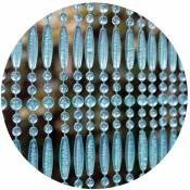 Rideau de porte en perles bleues et transparentes Frejus 90x210 cm - Bleu