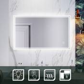 Sirhona - Miroir led 100x60 cm Miroir de salle de bains avec éclairage led Miroir Cosmétiques Mural Lumière Illumination avec Commande par