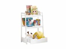 Sobuy kmb31-w étagère de rangement jouets pour enfants coffre à jouets bibliothèque étagère à livres porte-revues avec avec 2 étagères et 1 tiroir