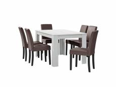 Table à manger avec 6 chaises marron 140 x 90 cm brun helloshop26 03_0004023