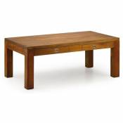 Table basse rectangulaire coloniale en bois d'acajou massif 2 tiroirs Falkane 110 cm