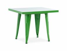 Table carrée pour enfants - industrielle - métal - 60cm - stylix vert
