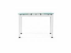Table extensible, avec structure en métal blanc et étagère en verre, 110x70x76 8052773815659