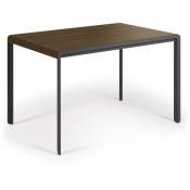 Table extensible Nadyria en contreplaqué de noyer et pieds en acier noir 120 (160) x 80 cm - Dark brown - Kave Home