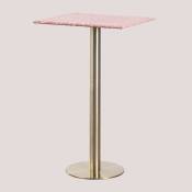 Table Haute de Bar Carrée en Terrazzo (60x60 cm) Malibu