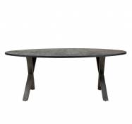 Table repas ovale bois noir L200