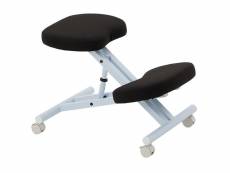 Tabouret ergonomique robert siège ajustable repose genoux chaise de bureau sans dossier, en métal blanc et assise rembourrée noir
