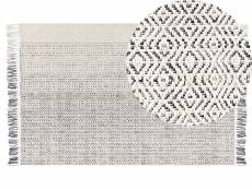 Tapis en laine blanc et gris 140 x 200 cm omerli 375990