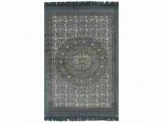 Tapis kilim coton 160 x 230 cm avec motif gris dec023981