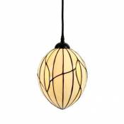 Tiffany Hanging Lamp 'Nature' on a Vintage Linen Cord
