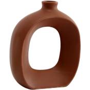 Vase en grès Oval 16 cm - Marron