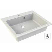 Vasque à encastrer adaptée pmr - Dimensions : 50 x 40 cm - Couleur : blanc