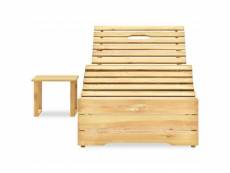 Vidaxl chaise longue avec table bois de pin imprégné de vert