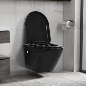 Vidaxl - Toilette suspendue au mur sans rebord Céramique Noir