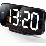 Xinuy - Réveils numériques, horloge électronique à miroir led, mode Snooze, 12/24H, réglage automatique de la luminosité, horloges de bureau et