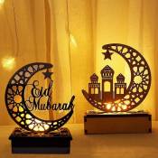 2x Eid Mubarak veilleuse led Ramadan décoration lampe
