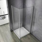 90x80x195cm Porte pivotante porte de douche paroi de douche cabine de douche verre anticalcaire