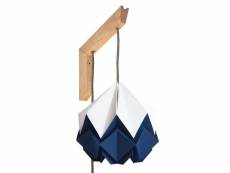 Applique murale en bois et suspension origami bicolore en papier
