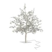 Arbre lumineux branche et feuilles pailletées led 56cm - Argent