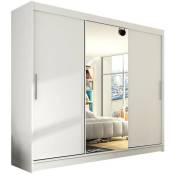 Armoire Atlanta 122, Blanc, 215x250x58cm, Portes d'armoire: