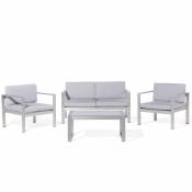 Beliani Beliani Salon de jardin en aluminium coussin en tissu gris clair table basse incluse SALERNO - gris clair
