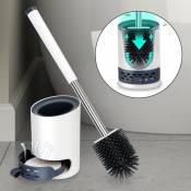 Brosse wc Silicone Brosse Toilette avec support à séchage rapide pincette cachée Brosse Toilette Silicone pour salle wc - blanche - Vingo