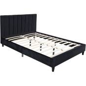 Cadre de lit en velours noir 140x190 cm cambridge - black
