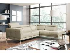 Canapé d'angle relax en 100% tout cuir épais de luxe italien avec relax électrique, 5/6 places dali, ivoire, angle droit (vu de face)