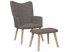 Chaise de relaxation et tabouret 62x68,5x96 cm taupe