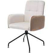 Chaise de salle à manger en velours, chaise pivotante, square frame lounge chair pour chambre, salon, 44x46x87cm beige