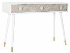 Console table console en bois de sapin coloris blanc / marron clair - longueur 110 x profondeur 42.5 x hauteur 78 cm