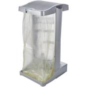 Corbeille verticale Porte-sac à déchets avec compartiment de rangement, 60-120 l, Ole, Silver