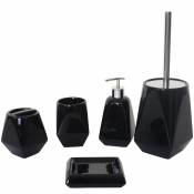 Decoshop26 Ensemble d'accessoires de salle de bain 5 pièces porte-brosse WC porte-brosse à dents en céramique noir 04_0003022