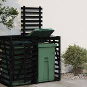 Extension d'abri de poubelle sur roulettes noir bois