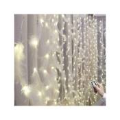 Guirlandes lumineuses en plumes,lumières décoratives à LED,décoration de rideau suspendu romantique à télécommande usb Plume blanche blanche 3 × 3m