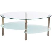 Helloshop26 - Table basse de salon salle à manger design blanche verre ovale 90 x 45 cm - Transparent