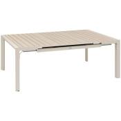 Hesperide - Table de jardin extensible carrée Évasion en aluminium lin et blanc traité époxy 10 places - Hespéride - Lin / argile