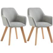 HOMCOM Lot de 2 chaises de salle à manger Fauteuil Assise rembourrée en tissu effet velours Pieds en bois, gris