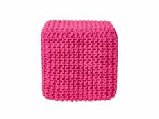 Homescapes pouf cube tressé en tricot - rose fuchsia SF1670B