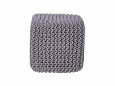 Homescapes pouf repose-pieds en tricot - cube gris