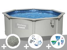 Kit piscine acier ronde Bestway Hydrium 3,60 x 1,20 cm + 10 kg de zéolite + Kit de traitement au chlore + Kit d'entretien Deluxe