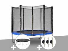 Kit trampoline jardideco atlas ø 2,44 m bleu + bâche de protection + kit d'ancrage