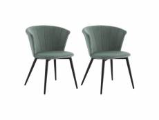 Kolye - lot de 2 chaises velours vert menthe et pieds métal