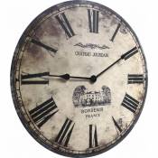 L'Héritier Du Temps Horloge Murale Pendule Ronde de Cuisine ou Salon en Bois et Papier Château Jourdain 4x58x58cm